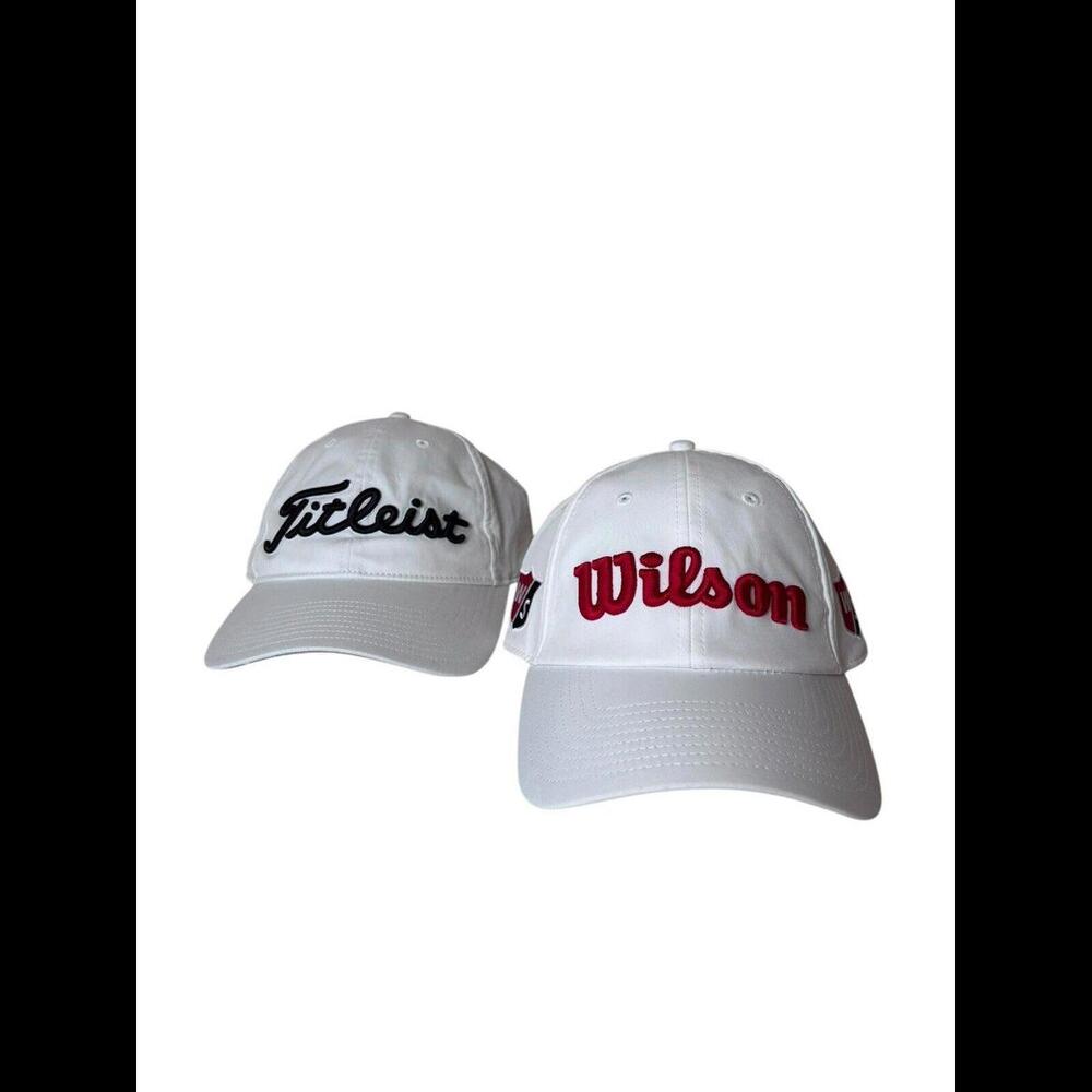 Lot Of 2 Titleist & Wilson Pro Breezer Golf Hat Caps White Mint Condition